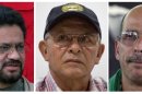 FILE - In this combo image of file photos shows the five main negotiators representing the Revolutionary Armed Forces of Colombia, FARC, in the peace talks with the Colombian government, from left: in a Sept. 4, 2012 file photo Marco Leon Calarca; in a Nov. 8, 2007 file photo Ivan Marquez; in a Sept. 4, 2012 file photo Ricardo Tellez; in a Jan. 13, 2002 file photo Simon Trinidad; and in a Sept. 4, 2012 file photo Andres Paris. The faces and names of the negotiators for Colombia's main leftist rebel movement, who open peace talks with government on Monday in Norway, are largely unfamiliar to their countrymen. (AP Photo/Files)