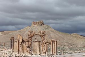 Part of the ancient oasis city of Palmyra, pictured …