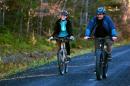 Kaci Hickox and boyfriend Ted Wilbur go for a bike ride in Fort Kent