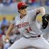 Cincinnati Reds pitcher Homer Bailey throws in the first inning during a baseball game against the Miami Marlins in Miami, Tuesday, May 14, 2013. (AP Photo/Lynne Sladky)