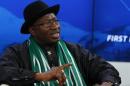 Nigeria's President Jonathan speaks during a session at World Economic Forum in Davos