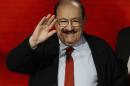 FILE - In a Sunday, Oct.31, 2010 file photo, Italian writer, medievalist, semiotician, philosopher, literary critic and novelists Umberto Eco waves to public during the Italian State RAI TV program in Milan, Italy. Eco, best known for the international best-seller 