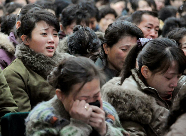 North Korean women cry after learning death of their leader Kim Jong Il on Monday, Dec. 19, 2011 in Pyongyang, North Korea. Kim died on Saturday, Dec. 17, North Korean state media announced Monday. (A