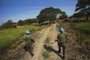 Peacekeeper troops from Ethiopia and deployed in the UN Interim Security Force for Abyei (UNISFA) patrol outside Abyei town, in Abyei state, on December 14, 2016