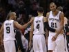 Tony Parker (L) celebrated his 30th birthday by scoring 22 points for San Antonio on Thursday