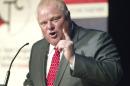 Toronto Mayor Ford participates in a mayoral debate hosted by the Canadian Tamil Congress in Scarborough