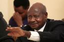Uganda's President Museveni addresses a news conference during his official visit to Ethiopia's capital Addis Ababa