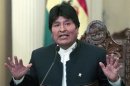 Bolivia's President Evo Morales speaks during a news conference at the presidential palace in La Paz