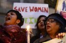 Women protest outside the Indian High Commission in London