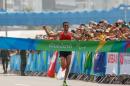 El Amin Chentouf MAR wins the Men's T12 Marathon at Fort Copacabana during the Paralympic Games in Rio de Janeiro, Brazil, on September 18 2016