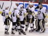 Penguins goalie Vokoun is congratulated by teammates after the Penguins defeated the Senators in Game 4 of their NHL Eastern Conference semi-final playoff hockey series in Ottawa