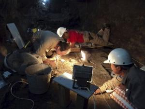 Handout file photo of INAH archaeologists working at …