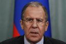 Russian Foreign Minister Lavrov speaks at a news conference after a meeting of the Russia-Arab cooperation forum in Moscow