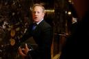 Chief Strategist & Communications Director for the Republican National Committee Sean Spicer arrives in the lobby of Republican president-elect Donald Trump's Trump Tower in New York