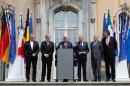 Foreign Minsters attend a press conference after a meeting of the EU founding members in Berlin
