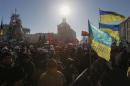 Anti-government protesters attend a rally in Independence Square in central Kiev