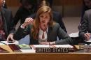 U.S. Ambassador to the U.N. Samantha Power speaks during a Security Council meeting on the crisis in Ukraine, at the U.N. headquarters in New York