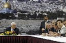 Palestinian President Abbas attends a meeting of the Palestinian leadership in Ramallah