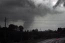 A funnel cloud is spotted moving east over Highway 5 near Rosebud