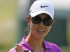 Michelle Wie waves to fans after her 18th hole during the second round of the U.S. Women's Open golf tournament, Friday, July 6, 2012, in Kohler, Wis. (AP Photo/Jeffrey Phelps)