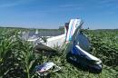 the wreckage of the Cessna 182 skydiving plane that Kinmartin was flying Saturday