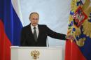 Russia's President Putin addresses the Federal Assembly at the Kremlin in Moscow