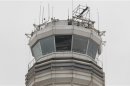 The main air traffic control tower at Reagan Washington National Airport is seen in Washington