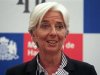 IMF chief Christine Lagarde and Chile's Finance Minister Felipe Larrain deliver a news conference in Santiago
