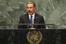 Dominican Republic's President Medina speaks during 67th United Nations General Assembly at U.N. headquarters in New York