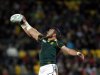 South Africa Springboks' Danie Rossouw wins a lineout against Wales' Luke Charteris during their Rugby World Cup Pool D match at Wellington Regional Stadium in Wellington