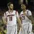 Louisville's Luke Hancock, left, and Louisville's Chane Behanan react to play against Wichita State during the second half of the NCAA Final Four tournament college basketball semifinal game Saturday, April 6, 2013, in Atlanta. (AP Photo/David J. Phillip)