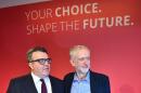 Newly elected leader of Britain's opposition Labour party Jeremy Corbyn (R) alongside his newly elected deputy Tom Watson on September 12, 2015