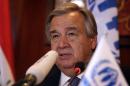 UN High Commissioner for Refugees Antonio Guterres speaks during a press conference in Arbil, the capital of the autonomous Kurdish region of northern Iraq, on July 17, 2014