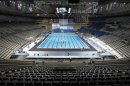 A general view is seen of the swimming pool at the Saint Jordi arena in Barcelona prior to the world swimming championships