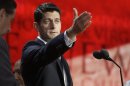 Republican vice presidential candidate, Rep. Paul Ryan, R-Wis. gestures during a walk through ahead of his delivering a speech at the Republican National Convention, Wednesday, Aug. 29, 2012 in Tampa, Fla. (AP Photo/Charles Dharapak)
