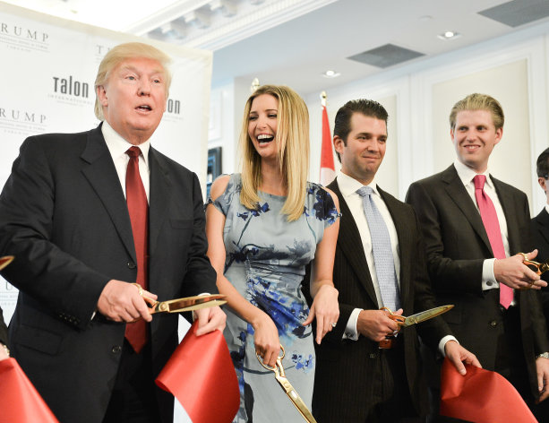 TORONTO, ON - APRIL 16: Donald Trump, Ivanka Trump, Donald Trump Jr. and Eric Trump attend the Grand Opening Ribbon Cutting Ceremony at the Trump International Hotel and Tower Toronto on April 16, 2012 in Toronto. Canada. (Photo by George Pimentel/Getty Images)