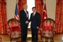 U.S. Vice President Biden meets with Turkish Prime Minister Davutoglu in Istanbul, Turkey