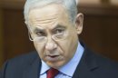 Israeli Prime Minister Benjamin Netanyahu attends the weekly cabinet meeting in his Jerusalem office, Sunday, Dec. 23, 2012. (AP Photo/Sebastian Scheiner, Pool)