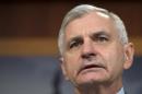 FILE - In this June 9, 2015 file photo, Sen. Jack Reed- D-R.I. , ranking member on the Senate Armed Services Committee speaks on Capitol Hill in Washington. Reed said Thursday, Jan. 14, 2016, the U.S. is pounding the Islamic State with air strikes in Iraq but losing the airwaves. (AP Photo/Molly Riley, File)