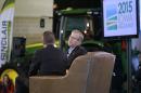 Former Florida Gov. Jeb Bush is interviewed by host Bruce Rastetter, left, during the Iowa Agriculture Summit, Saturday, March 7, 2015, in Des Moines, Iowa. (AP Photo/Charlie Neibergall)