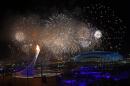 Fireworks are seen over the Olympic Park during the opening ceremony of the 2014 Winter Olympics in Sochi, Russia, Friday, Feb. 7, 2014. (AP Photo/Julio Cortez)