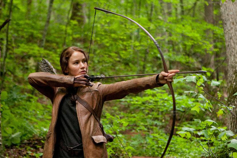 In this image released by Lionsgate, Jennifer Lawrence portrays Katniss Everdeen in a scene from "The Hunger Games," opening on Friday, March 23, 2012.  (AP Photo/Lionsgate, Murray Close)