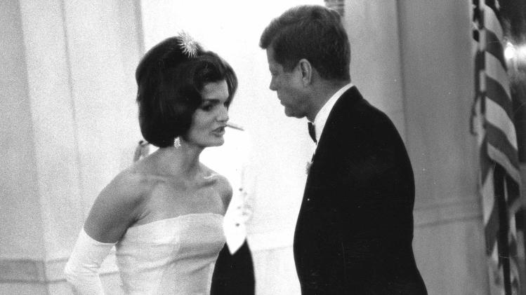 File handout image shows former U.S. President Kennedy and first lady Jackie Kennedy attending a dinner at the White House in Washington