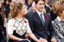 Justin Trudeau and his wife Sophie Gregoire hold hands before he is sworn-in as Canada's 23rd prime minister during a ceremony at Rideau Hall in Ottawa