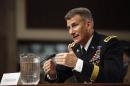 Army Lt. Gen. John Nicholson Jr. testifies on Capitol Hill in Washington, Thursday, Jan. 28, 2016, before the the Senate Armed Services Committee hearing on his nomination to become the next top American commander in Afghanistan. (AP Photo/Alex Brandon)