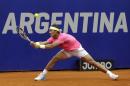 Rafael Nadal, of Spain, returns the ball to Juan Monaco of Argentina during their ATP Argentina Open final tennis match in Buenos Aires, Argentina, Sunday, March 1, 2015. Nadal defeated Monaco and won the open. (AP Photo/Victor R. Caivano)