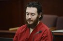 James Holmes sits in court for an advisement hearing at the Arapahoe County Justice Center in Centennial