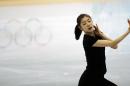 Yuna Kim of South Korea performs during the practice session at Iceberg Skating Palace at the 2014 Winter Olympics, Tuesday, Feb. 18, 2014, in Sochi, Russia. (AP Photo/David Goldman)