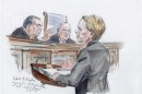 Courtroom drawing of attorney Kaplan arguing in front of the U.S. Supreme Court in Washington
