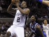 San Antonio Spurs Leonard beats Dallas Maverick Crowder during the first half of their NBA basketball game in San Antonio